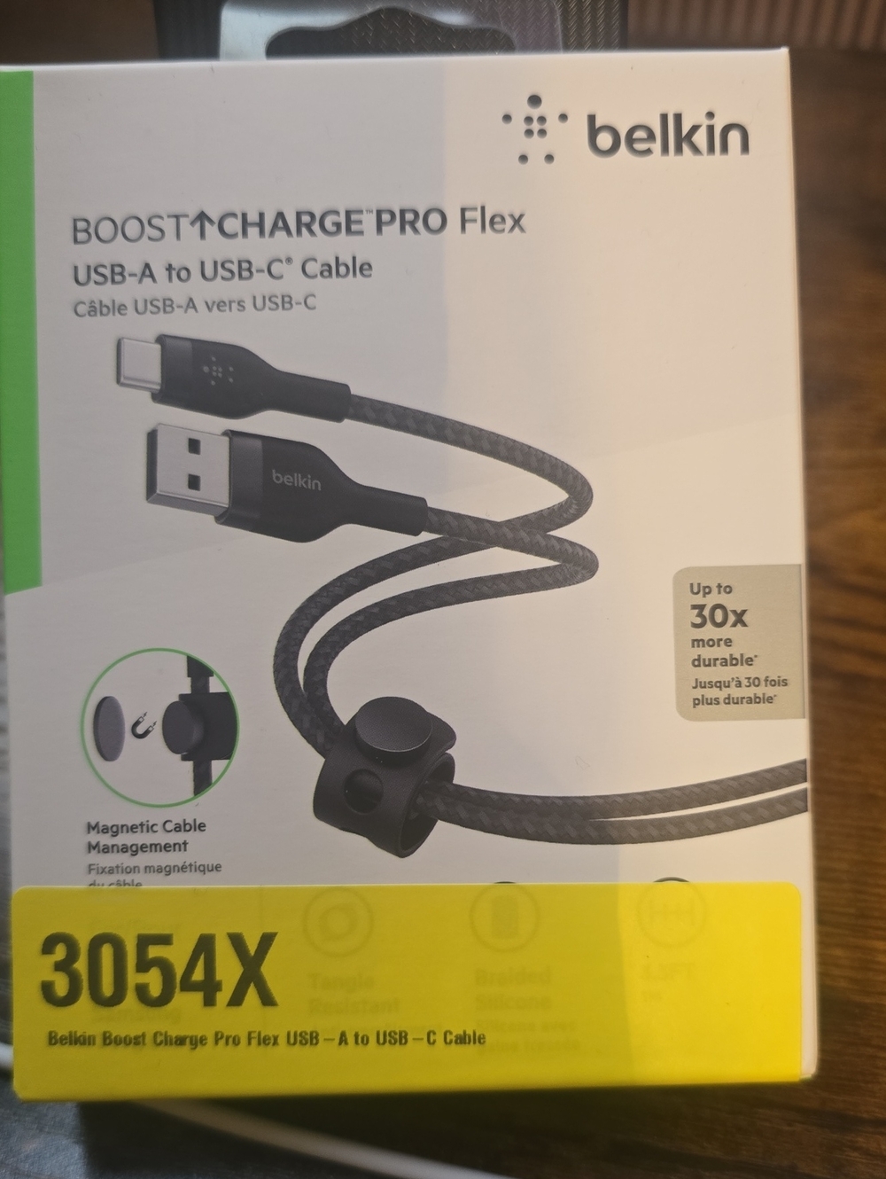 belkin Black USB-A to USB-C Braided Charging Cable with Magnetic Clip